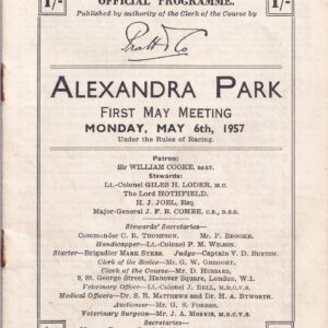 Alexandra Park First May Meeting Monday May 6th 1957 Racecard
