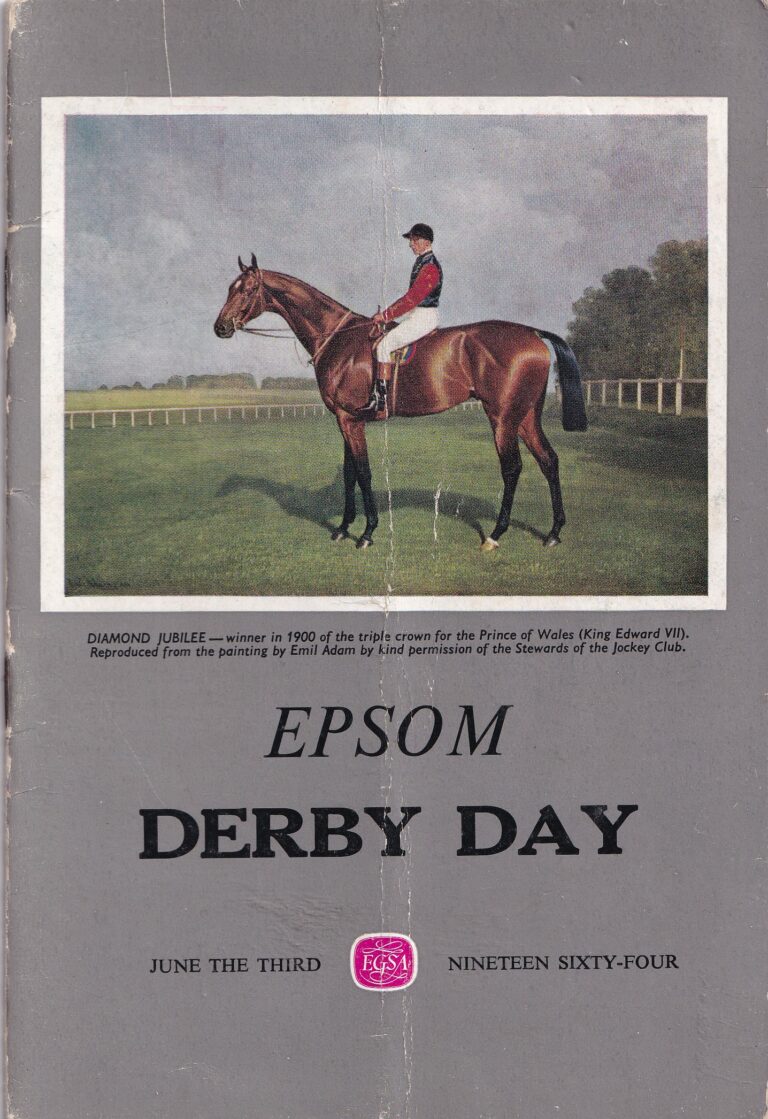Epsom Derby Day June the 3rd Nineteen Sixty-Four Racecard