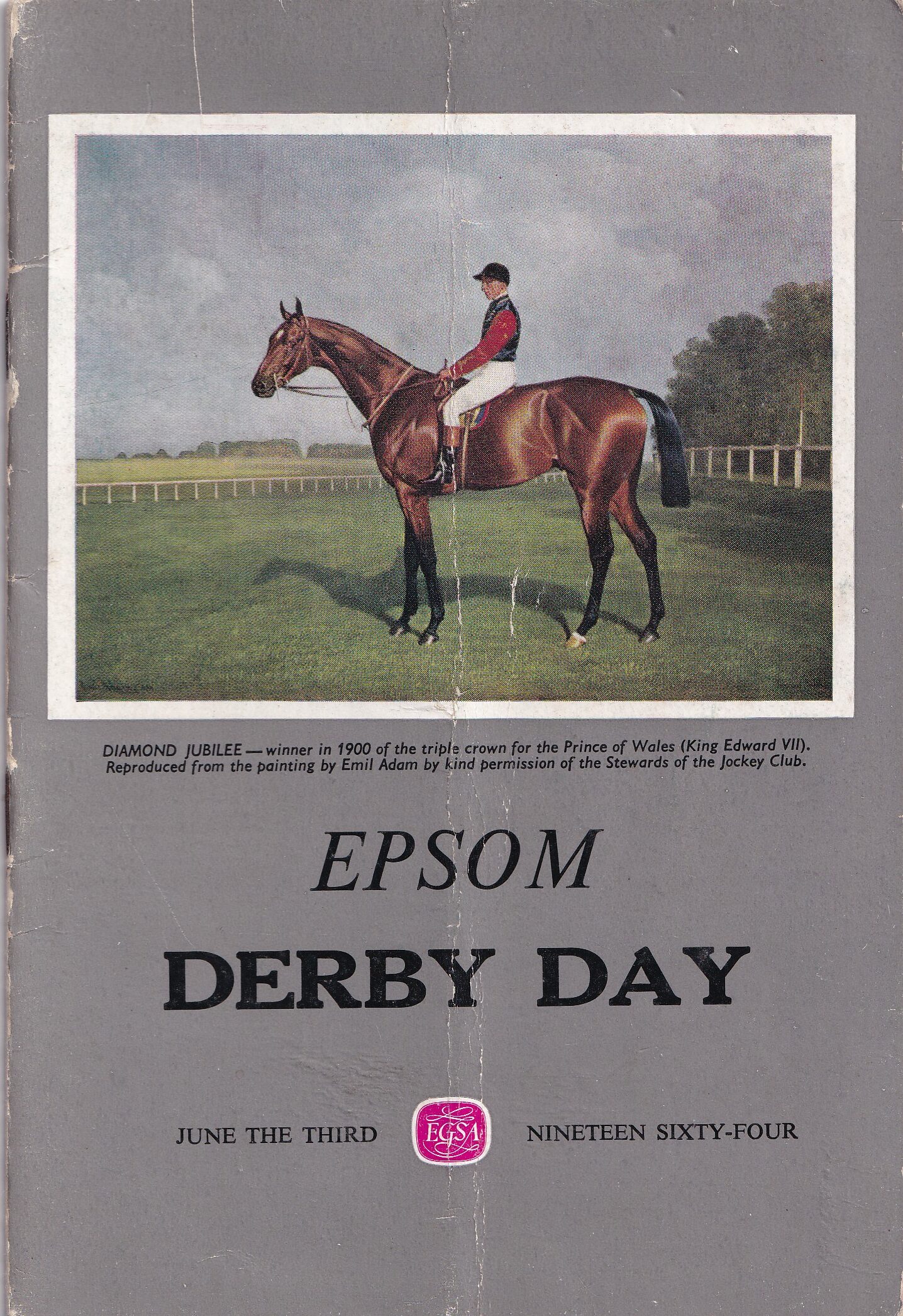 Epsom Derby Day June the 3rd Nineteen Sixty-Four Racecard