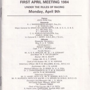 Southwell Racecourse Monday April 9th 1984 Racecard