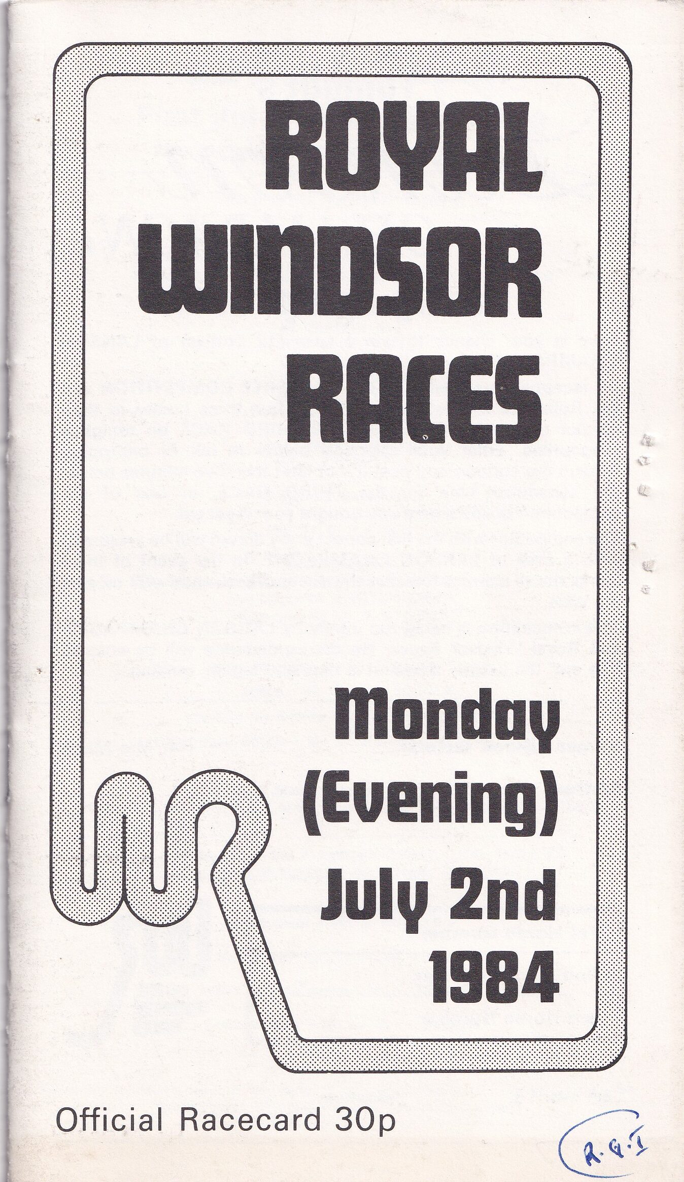 Royal Windsor Races Monday (Evening) July 2nd 1984 Racecard