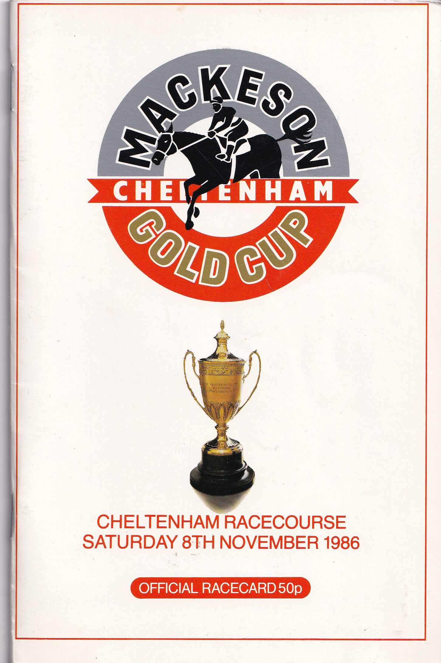 Cheltenham Mackeson Gold Cup Saturday 8th November 1986 Racecard