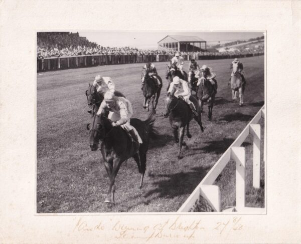 Horse Racing Photograph Pando ridden by Tommy Burn winning at Brighton 27/8/1948