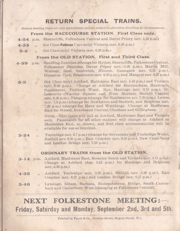 Folkestone Racecard 1932