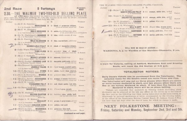 Folkestone Racecard 1932