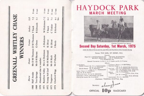 Haydock Park March Meeting Racecard