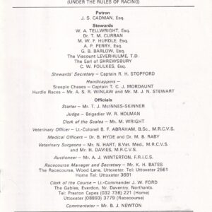 Uttoxeter Races September Meeting Thursday September 22nd 1983 Racecard