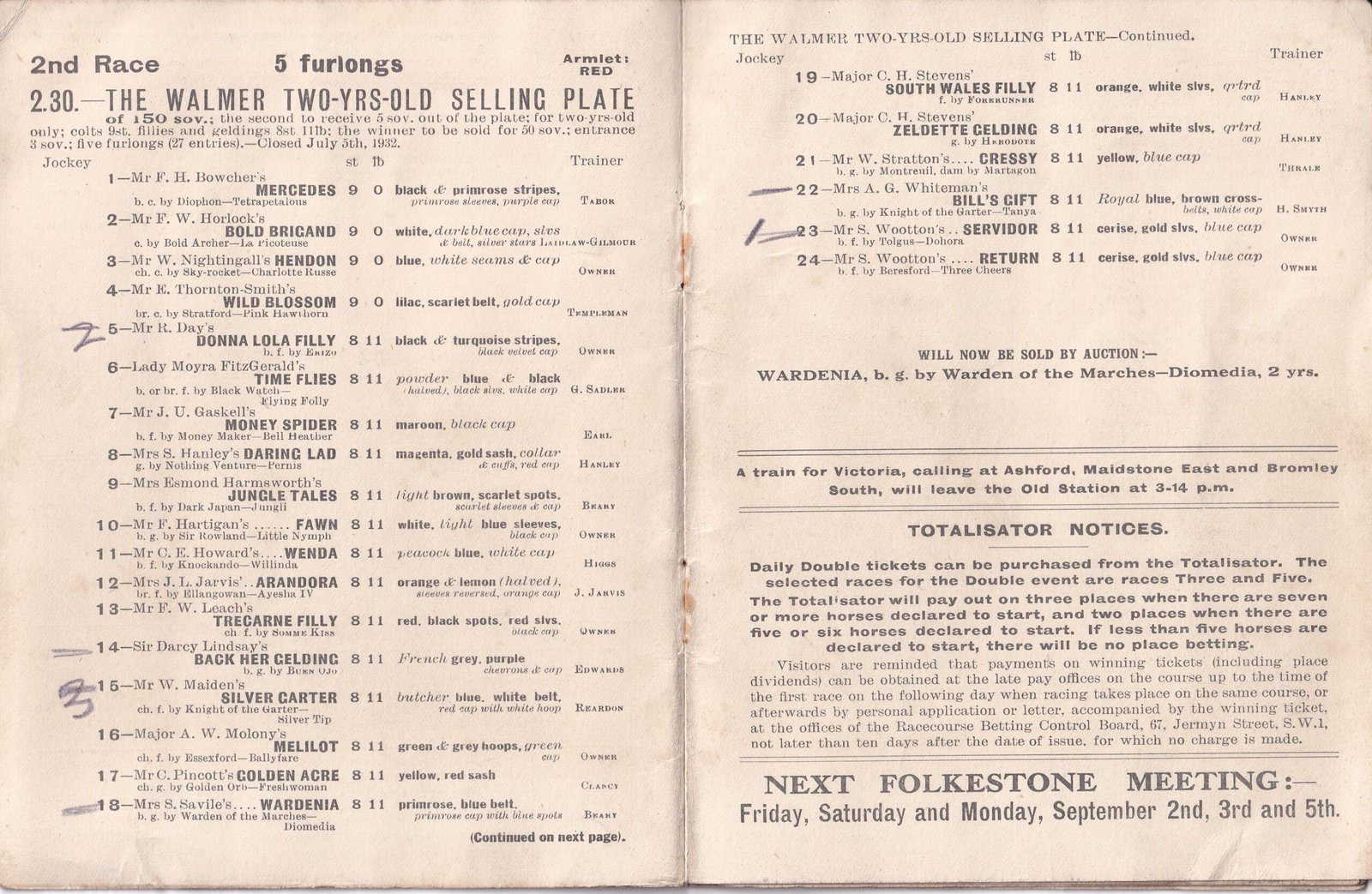 Folkestone Summer Races 1932 Monday and Tuesday August 8th and 9th Second Day - Image 4