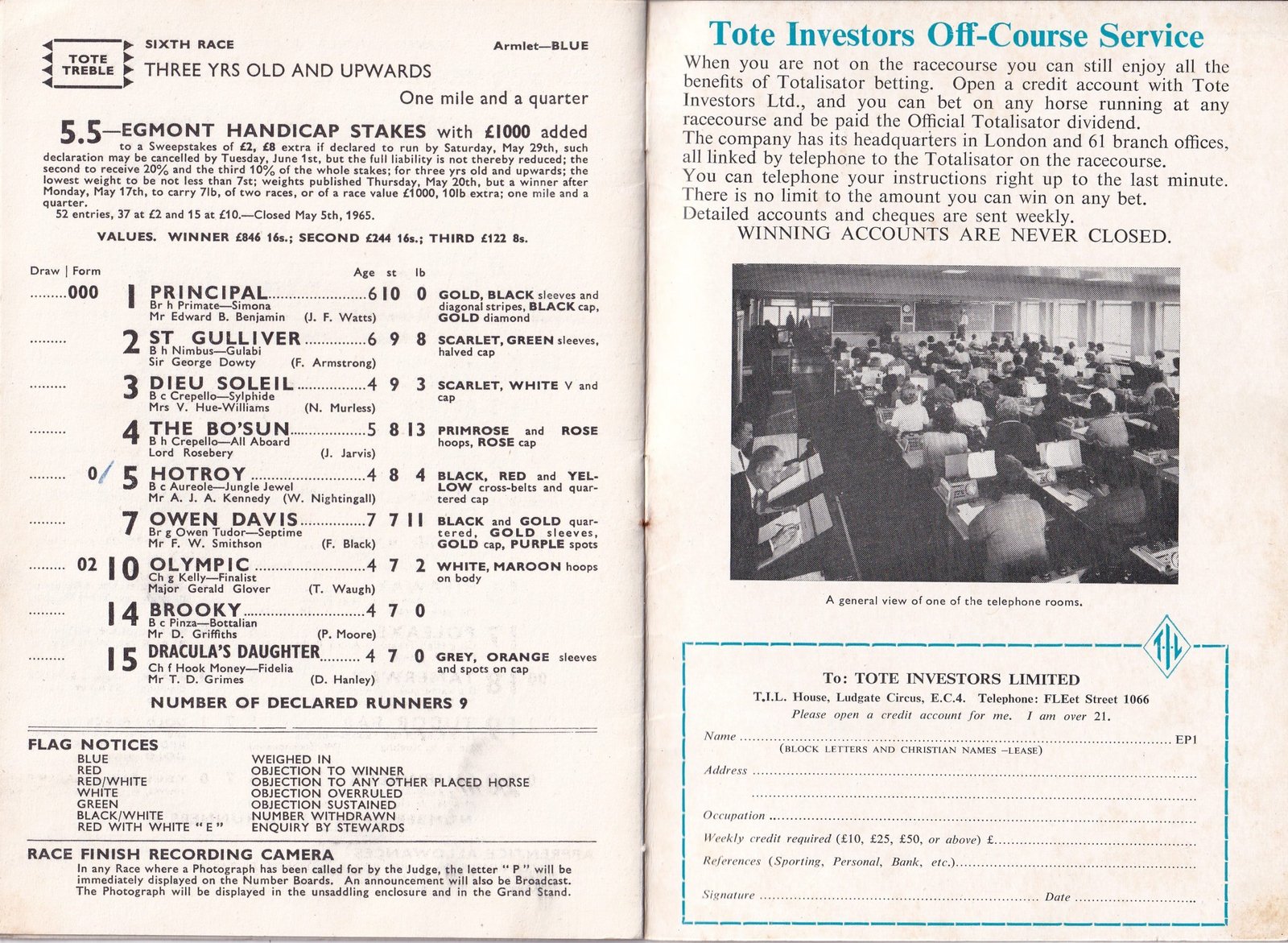 Epsom Derby Day Racecard Wednesday 2nd June 1965 – Good Used Condition - Image 7