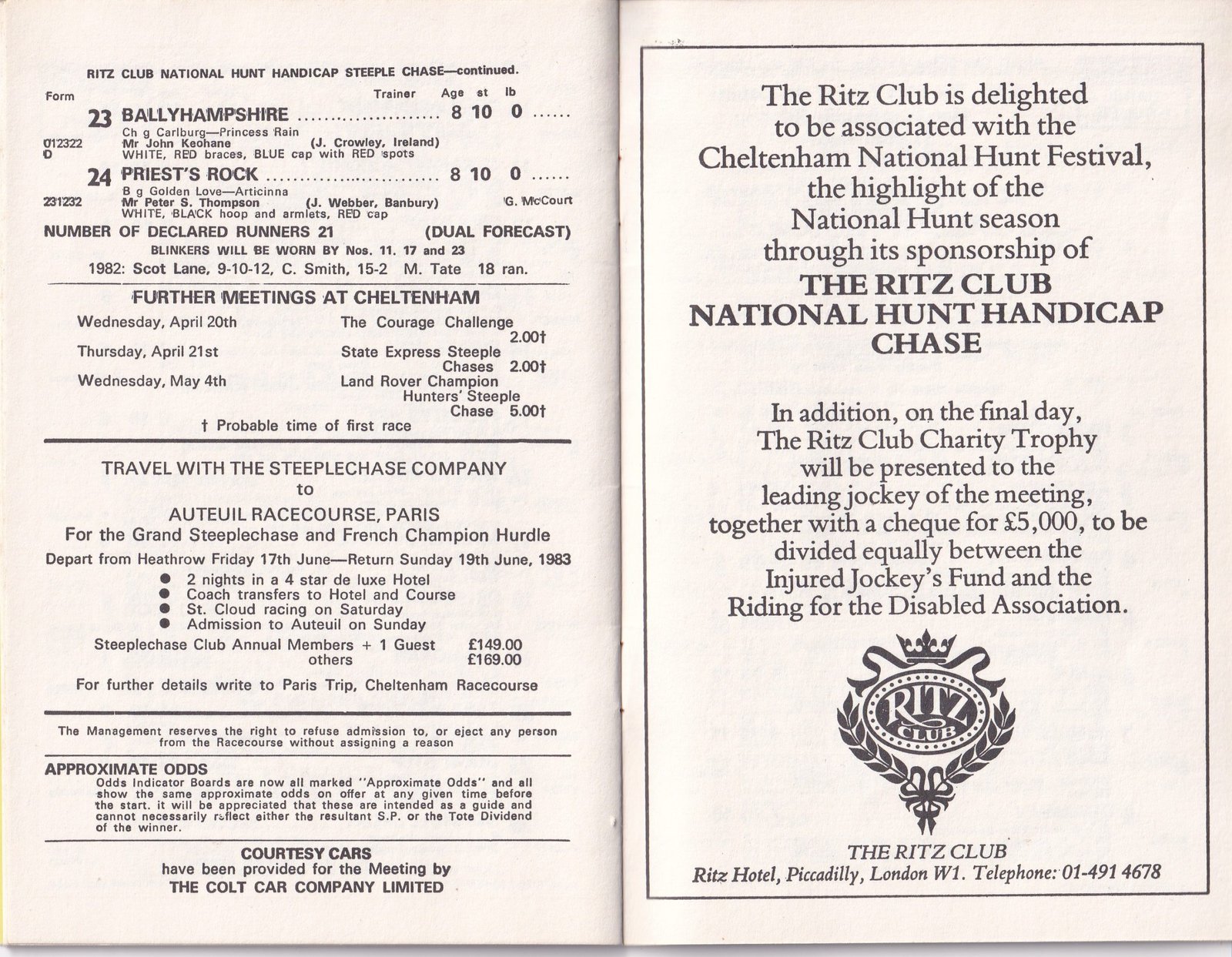 Tote Cheltenham Gold Cup Racecard Thursday March 17th 1983 - Image 14