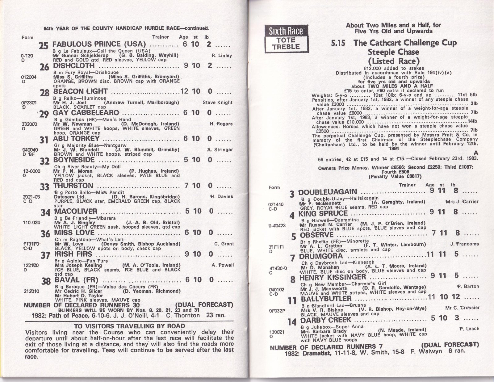 Tote Cheltenham Gold Cup Racecard Thursday March 17th 1983 - Image 16