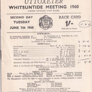 Uttoxeter Whitsuntide Meeting Second Day Tuesday June 7th 1960 Racecard