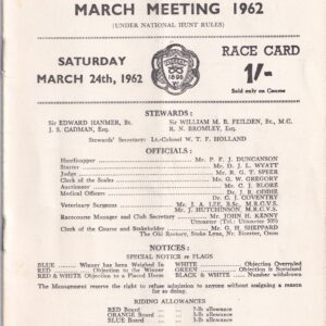 Uttoxeter March Meeting 1962 Saturday March 24th Racecard