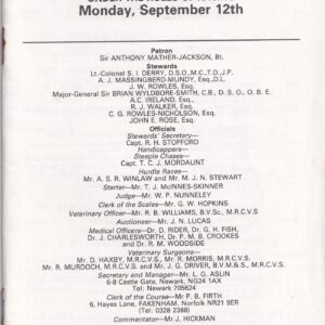 Southwell Monday September 12th 1983 Racecard