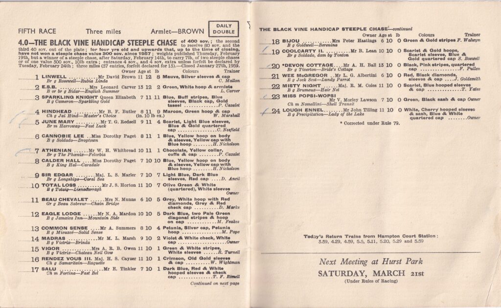 4.0 The Black Vine Handicap Steeple Chase