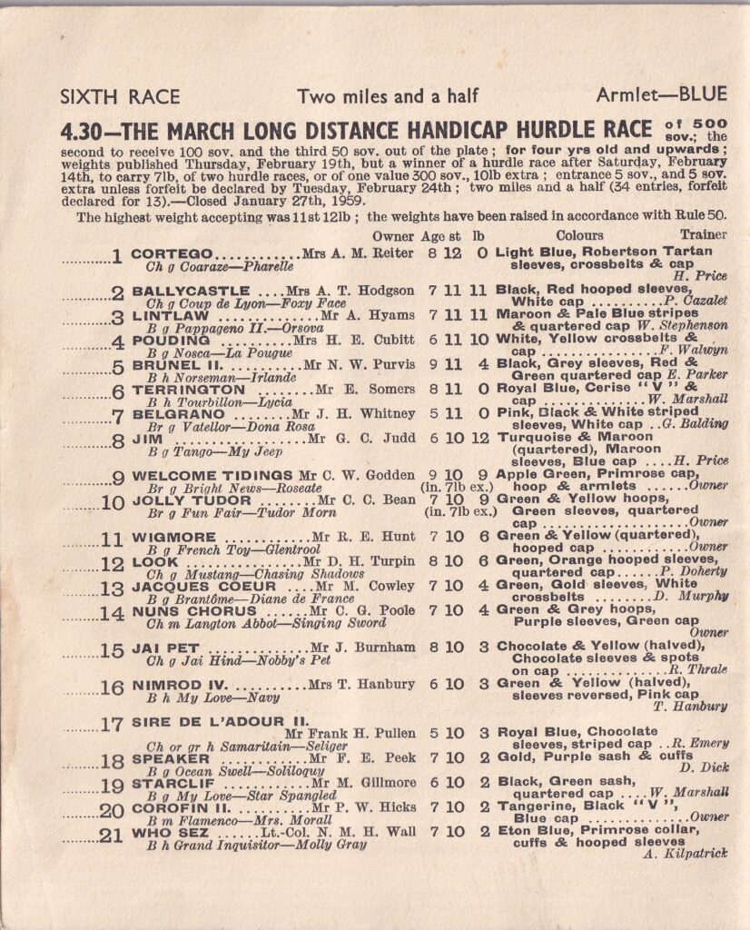 4.30 The March Long Distance Handicap Hurdle Race