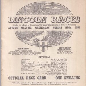 Lincoln Races Wednesday August 27th 1958 Racecard
