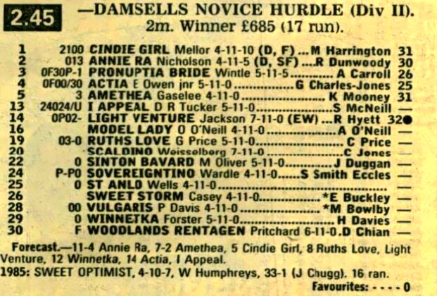 Hereford
Damsells Novices Hurdle (F&M) (Division II)