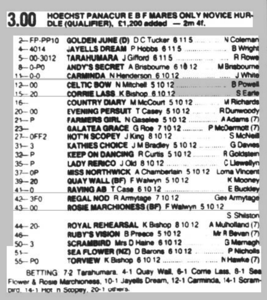 Hoechst Panacur EBF Mares Only Novices Hurdle Qualifier