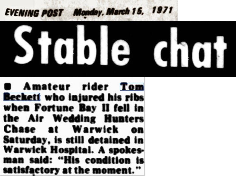 Tom Beckett Amateur Rider